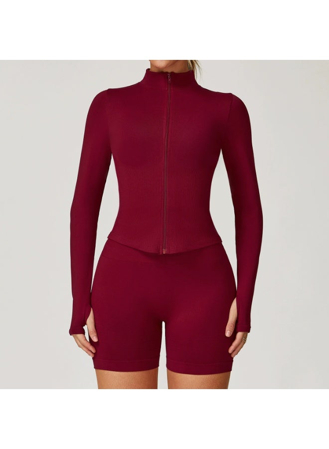 general Yknktstc Women Workout Jacket Full Zip Athletic Tops Cropped Shirt with Thumbholes Quick Dry Running Yoga Casual Wear - Image 1